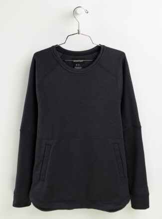 Burton Women's Multipath Grid Crewneck Fleece, True Black Heather